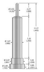 Test needle; Operational spring compression: 1mm; 3A; Ø: 0.5mm