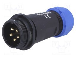 Plug; male; SP21; PIN: 5; IP68; 7÷12mm; soldering; for cable; 500V