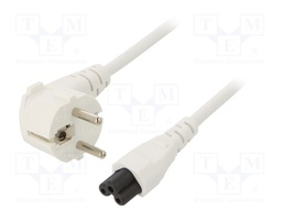 Cable; CEE 7/7 (E/F) plug angled,IEC C5 female; 1m; white; PVC
