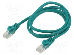 Patch cord; U/UTP; 5e; CCA; green; 1m; RJ45 plug,both sides; 26AWG