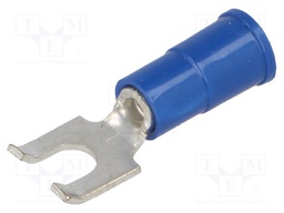 Fork terminal; M3,5; Ø: 3.66mm; crimped; for cable; insulated; blue