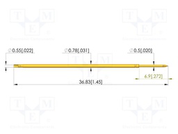 Test needle; Spring compression: 4.3mm; 6.35mm; 2A; steel; Ø: 0.5mm