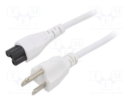 Cable; 3x18AWG; IEC C5 female,NEMA 5-15 (B) plug; PVC; 1.8m; 7A