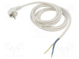 Cable; 3x1.5mm2; CEE 7/7 (E/F) plug angled,wires; PVC; 3m; white