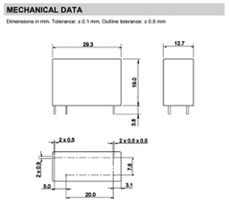 Relay: electromagnetic; SPST-NO; Ucoil: 12VDC; 16A/300VAC; 16A