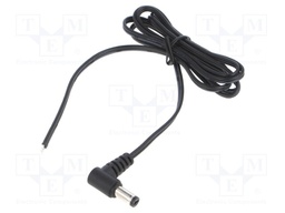 Cable; 2x0.5mm2; DC 5,5/2,1 plug; angled; black-gray,black; 1.5m