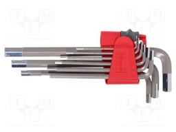Wrenches set; hex key; S2 steel; long; 9pcs.