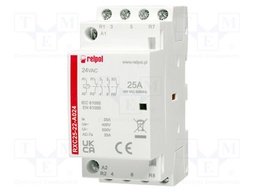 Contactor: 2-pole installation; 25A; 24VAC; NC x2 + NO x2; IP20
