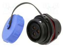 Connector: circular; socket; female; PIN: 3; IP68; SP21; 30A; 500V