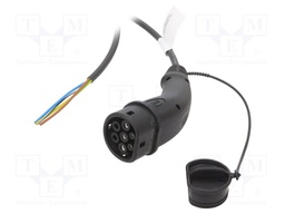 Cable; wires,Type 2; 5m; one-phase; 3x2,5mm2+1x0,5mm2; 20A; 250V