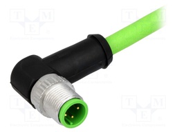 Plug; M12; PIN: 4; male; D code-Ethernet; 7.5m; Insulation: TPU