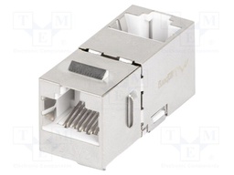 RJ 45 coupler; silver; Cat: 5/5e; RJ45 socket,both sides; 8p8c