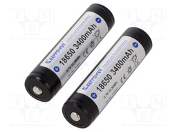 Re-battery: Li-Ion; 18650,MR18650; 3.7V; 3400mAh; Ø18.5x69.2mm