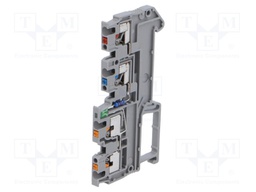 Splice terminal: rail; 0.14÷1.5mm2; ways: 3; terminals: 4; grey
