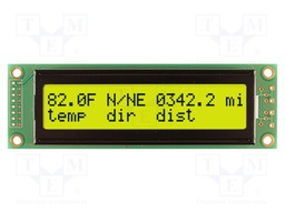 Display: LCD; STN Positive; 20x2; grey; 116x37mm; LED; 2x8; 5V