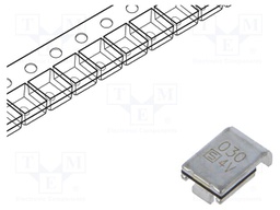 Fuse: PTC polymer; 300mA; 60VDC; PCB,SMT; 6.73x5.44mm; brass; PFSM