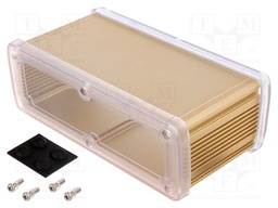 Enclosure: multipurpose; X: 177.6mm; Y: 89mm; Z: 61.1mm; golden