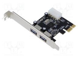 PC extension card: PCIe; MOLEX,PCIe,USB A socket x2; 5Gbps