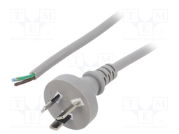 Cable; AS/NZS 3112 (I) plug,wires; PVC; 1.8m; grey; 3x0,75mm2; 10A