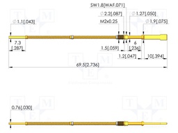 Test needle; Spring compression: 5mm; 5.5mm; 5A; steel; Ø: 2.5mm