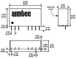 Converter: DC/DC; 3W; Uin: 4.5÷9V; Uout: 24VDC; Iout: 125mA; SIP8