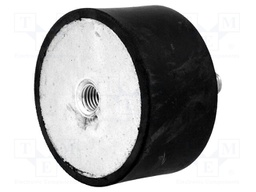 Vibration damper; M12; Ø: 75mm; rubber; L: 40mm; Thread len: 37mm