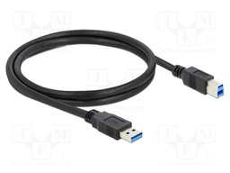 Cable; USB A plug,USB B plug; gold-plated; 1m; black; Cu; 5Gbps