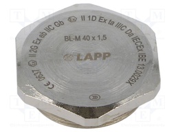 Stopper; M40; 1.5; IP68; Mat: brass; Plating: nickel; with seal; 45mm