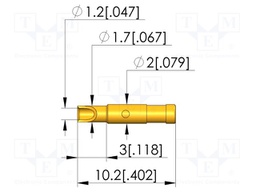 Test plug; L: 10.2mm; test needles; Dim: Ø1.2x10.2mm; plug