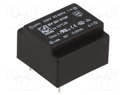 Transformer: encapsulated; 0.35VA; 230VAC; 6V; 58mA; Mounting: PCB
