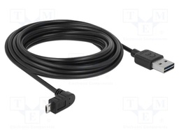 Cable; USB 2.0; gold-plated; 5m; black; 22AWG,26AWG; 480Mbps