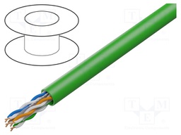 Wire; U/UTP; 4x2x23AWG; solid; CCA; PVC; green; 305m; Øcable: 5.6mm