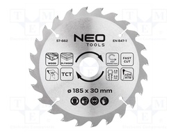 Circular saw; Ø: 185mm; Teeth: 24; cemented carbide; Øhole: 30mm