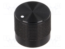 Knob; with pointer; Shaft d: 6mm; Ø20mm; black; Shaft: knurled