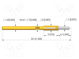 Test needle; Spring compression: 4mm; 5mm; 5A; steel; Ø: 1.3mm; 1.5N