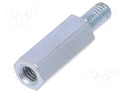 Screwed spacer sleeve; Int.thread: M3; 12mm; Ext.thread: M3; steel