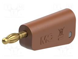 Plug; 4mm banana; 32A; brown; gold-plated; Mounting: on cable