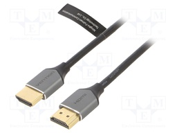 Cable; HDMI 2.0; HDMI plug,both sides; PVC; 1.5m; grey; 34AWG