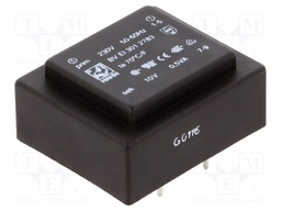 Transformer: encapsulated; 0.5VA; 230VAC; 10V; 50mA; Mounting: PCB
