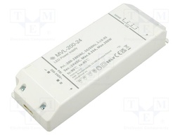 Power supply: switching; LED; 200W; 24VDC; 8.33A; 200÷240VAC; IP20