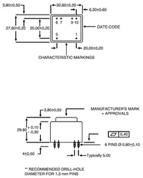 Transformer: encapsulated; 2.7VA; 230VAC; 12V; 225mA; Mounting: PCB