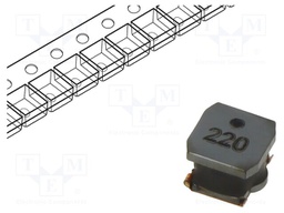 Power Inductor (SMD), 22 µH, 1.9 A, Wirewound, 2.4 A, VLS-EX Series, 6mm x 6mm x 4.5mm
