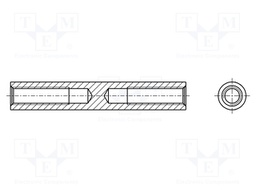 Screwed spacer sleeve; 20mm; Int.thread: M3; cylindrical; brass