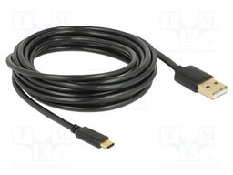 Cable; USB 2.0; USB A plug,USB C plug; 4m; black; 22AWG,26AWG