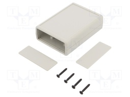 Enclosure: with panel; X: 66.5mm; Y: 92mm; Z: 28mm; ABS; light grey