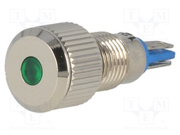 Indicator: LED; flat; 12VDC; Cutout: Ø8mm; IP67; for soldering