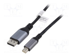 Cable; DisplayPort 1.2,HDCP 2.2; 1m; black; Enclos.mat: aluminium