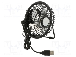 Fan: AC; 150mm; Plug: straight; black; metal; USB 2.0 A plug