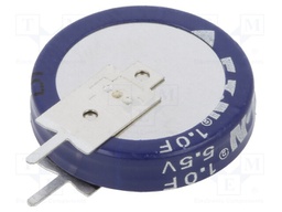 Capacitor: electrolytic; supercapacitor; 1F; 5.5VDC; ESR: 30Ω; THT