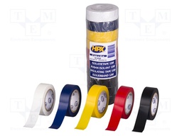Tape: electrical insulating; W: 19mm; L: 10m; D: 0.15mm; mix colors